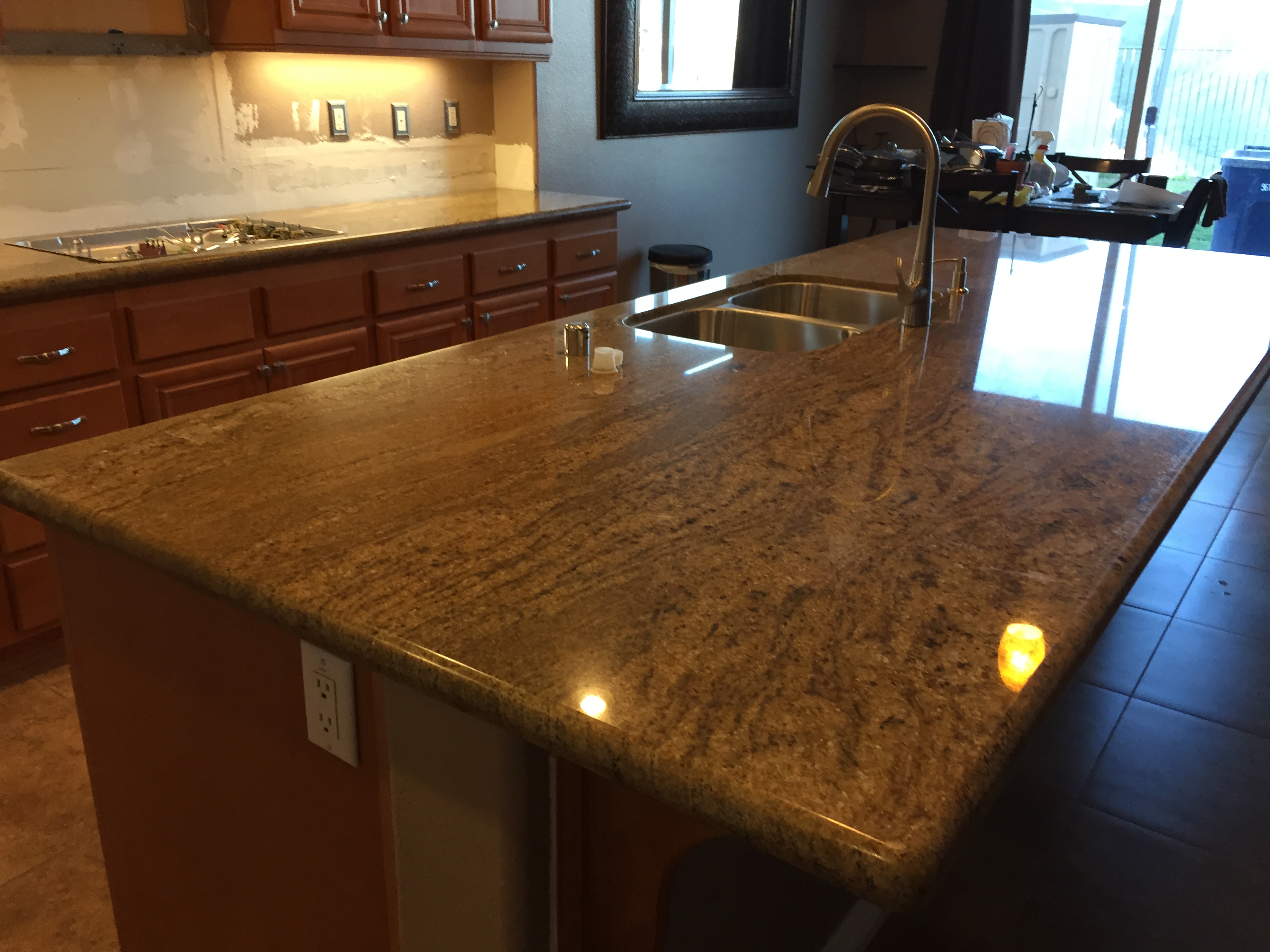 Kitchen Big Island Imperial Gold Granite Counter Tops Santa Clarita